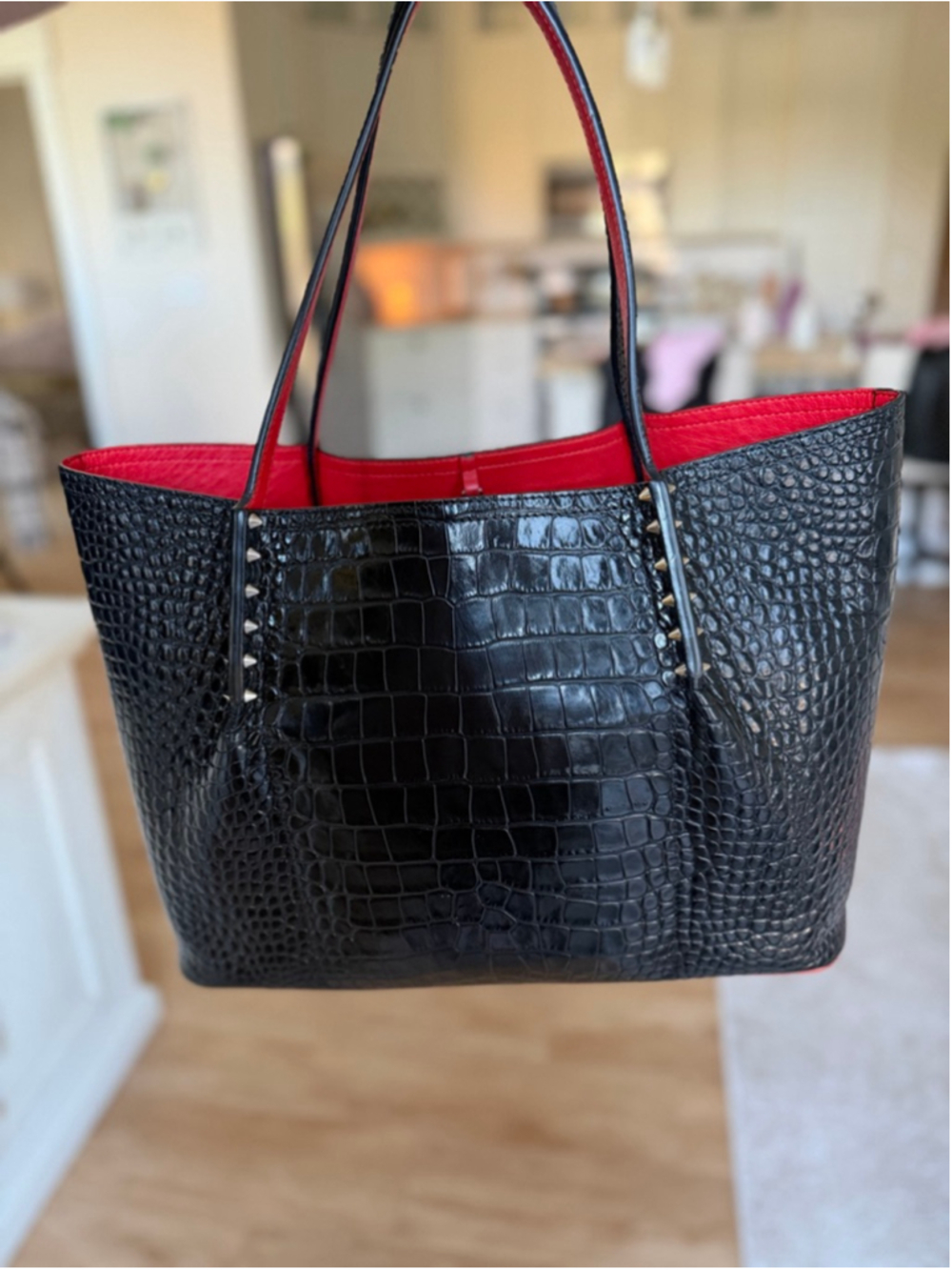 CHRISTIAN LOUBOUTIN CABAROCK EMBOSSED LARGE TOTE BAG Authentic - Picture 14 of 14